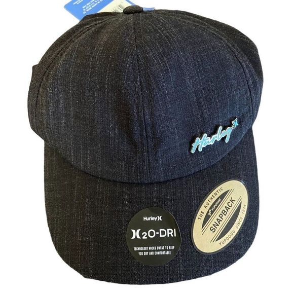 Hurley Snapback Hat Adult Adjustable Black Metal Logo NWT - Picture 1 of 5